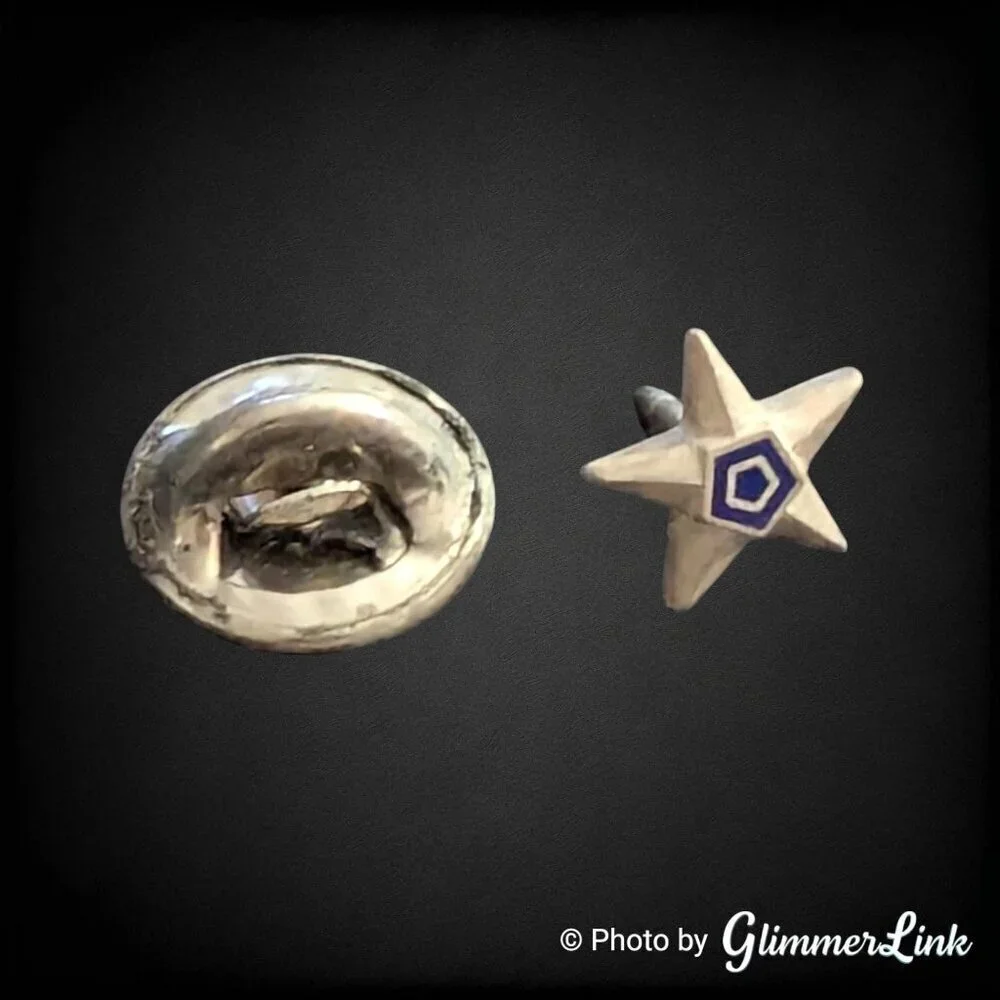 Vintage Tiny Blue Pentagon Star Sterling Silver Tack Pin